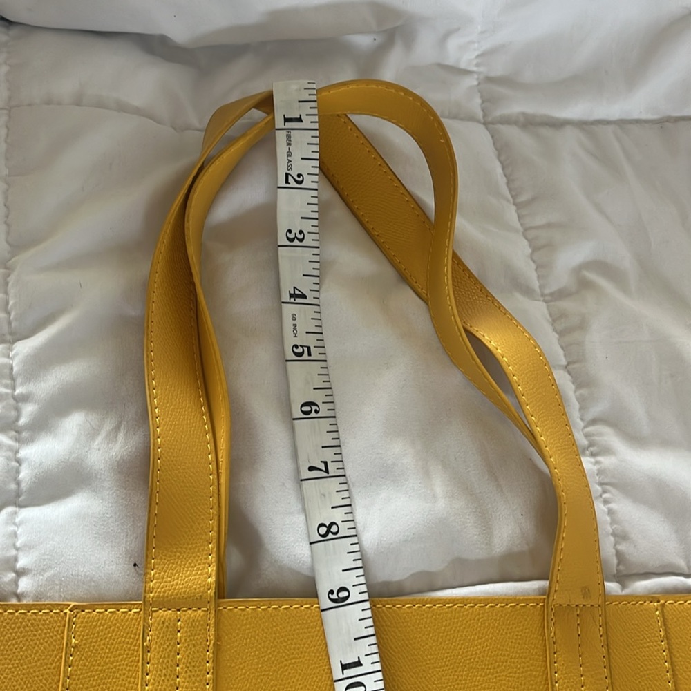 Saks Fifth Avenue Yellow Tote Bag | Large Structured Shoulder Handbag - Picture 16 of 16